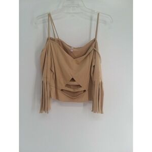 True Light Tan Fringed Top Size Medium Junior